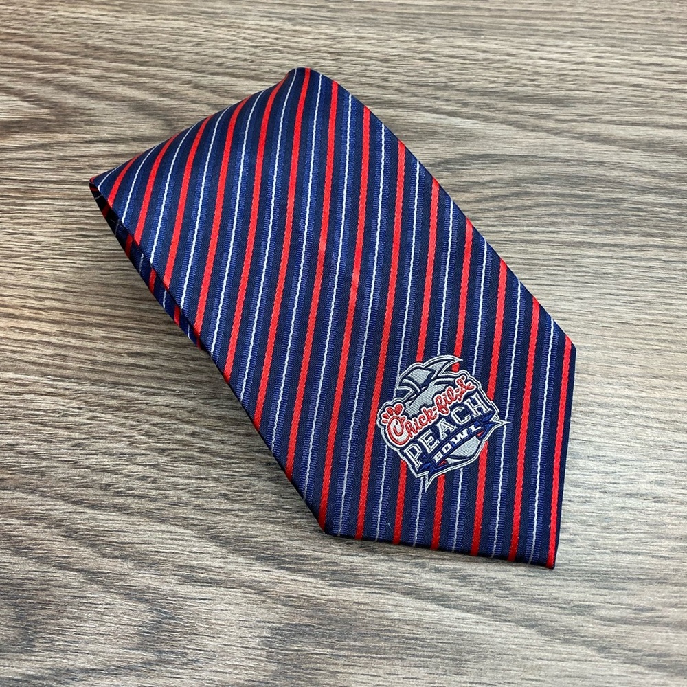 Chick-Fil-A Peach Bowl Navy & Red Stripe Tie - image 1